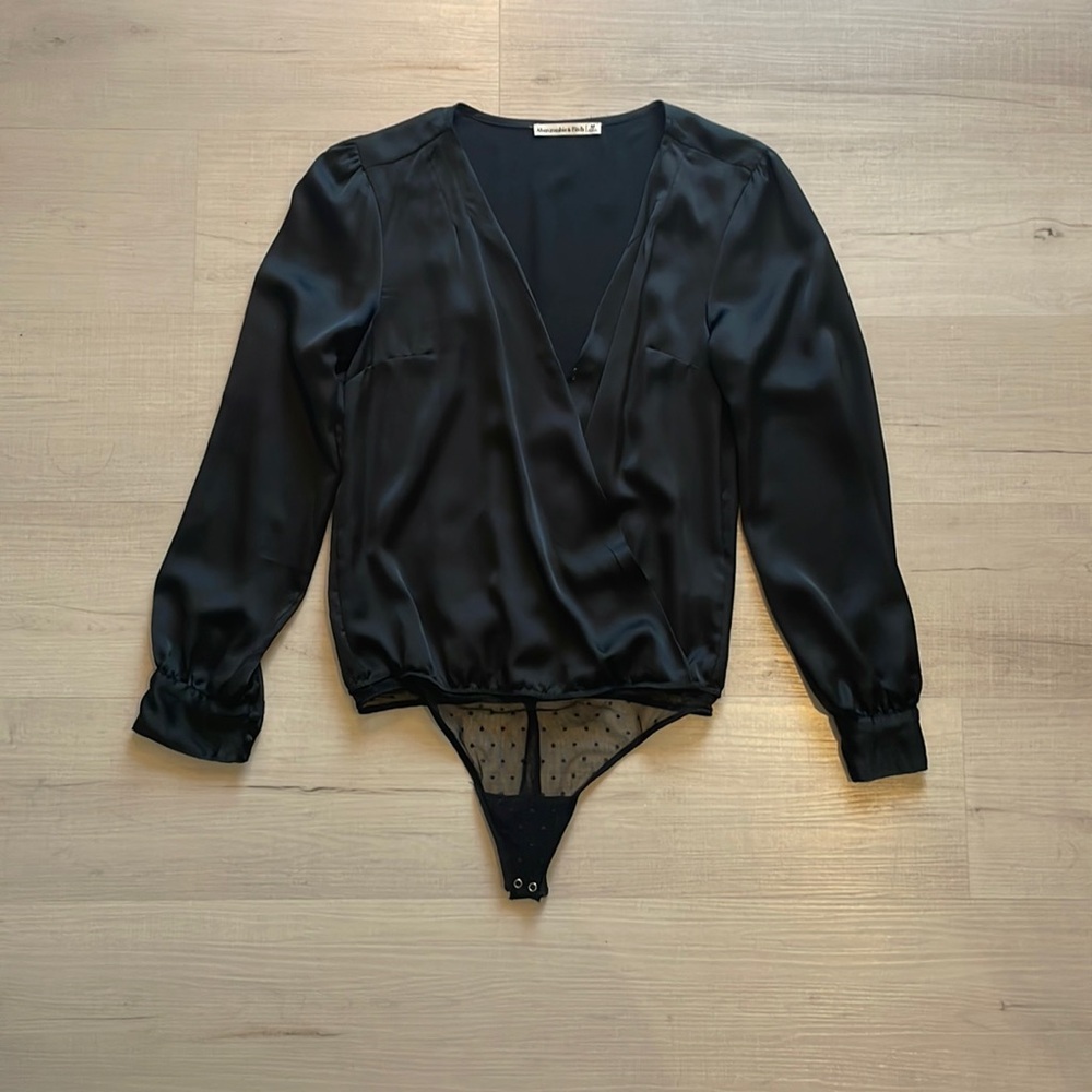 Abercrombie Satin Plunge Neck Bodysuit
